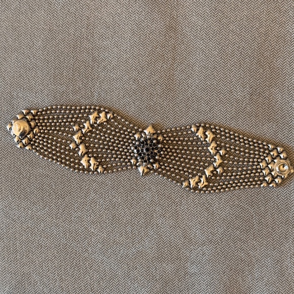 SG Sergio Gutierrez Liquid Metal Chrome Finish Bracelet w/ Black Crystals - Picture 1 of 11